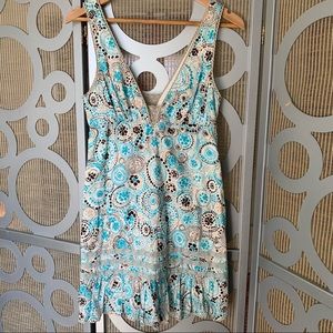 FREE PEOPLE Blue and White Floral V Neck Sundress